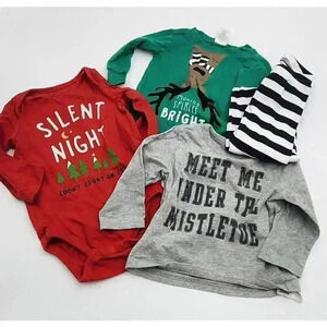 3 Gap/Gymboree Boy's Size 6-12M Christmas Pajamas, One pieces, and Shirt